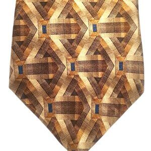 💼 Alfani 100% Silk Tie – Geometric Plaid Design in Warm Tones